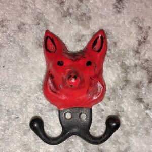 Antique Cast Red Fox Wall Hook